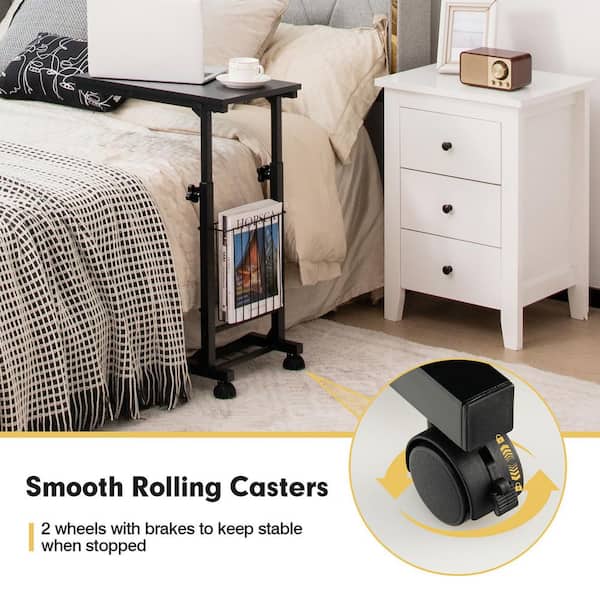 Costway C-shape Sofa End Side Table Compact Snack Table for Living Room Bedroom Black