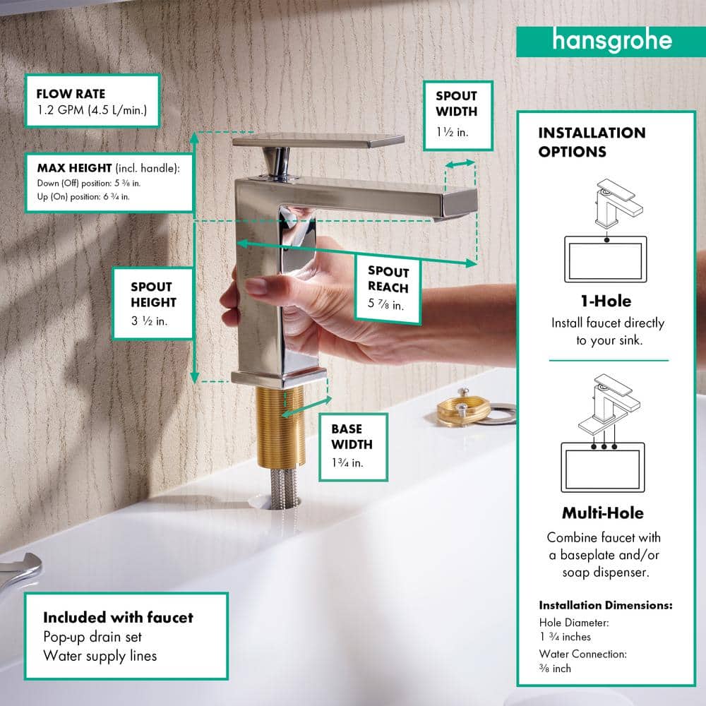 Tecturis E Polished Chrome Single-Handle Bathroom Faucet