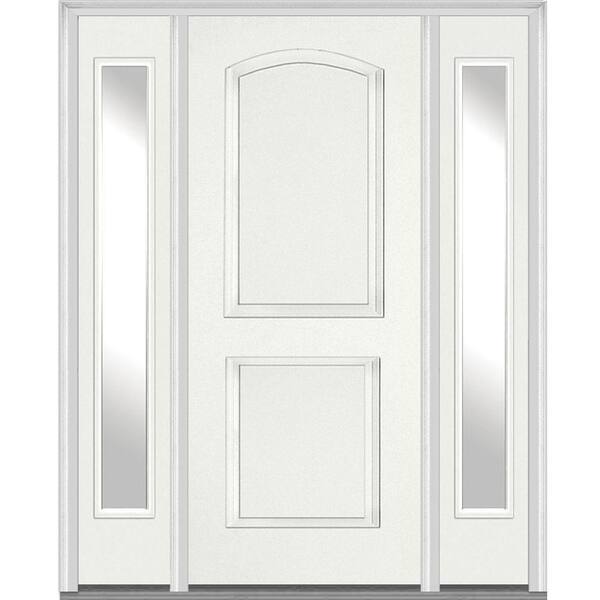 MMI Door 68.5 in. x 81.75 in. Right Hand Inswing 2-Panel Arch Painted Fiberglass Smooth Prehung Front Door with Sidelites