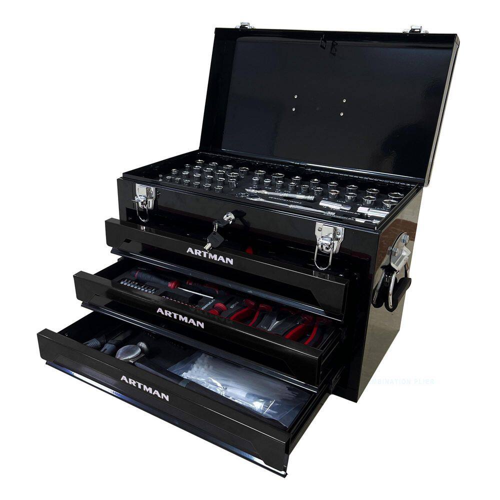10.63 in. 3-Drawer Steel Tool Chests, 4 Layers of Tools with Metal Latches, with Top Storage Tray and carrying Handle price history on PriceWatchPro