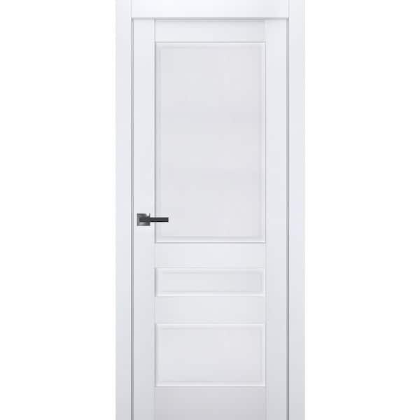 Sartodoors 32 in. x 80 in. 1 Panel White Finished Solid Wood Sliding Door with Hardware
