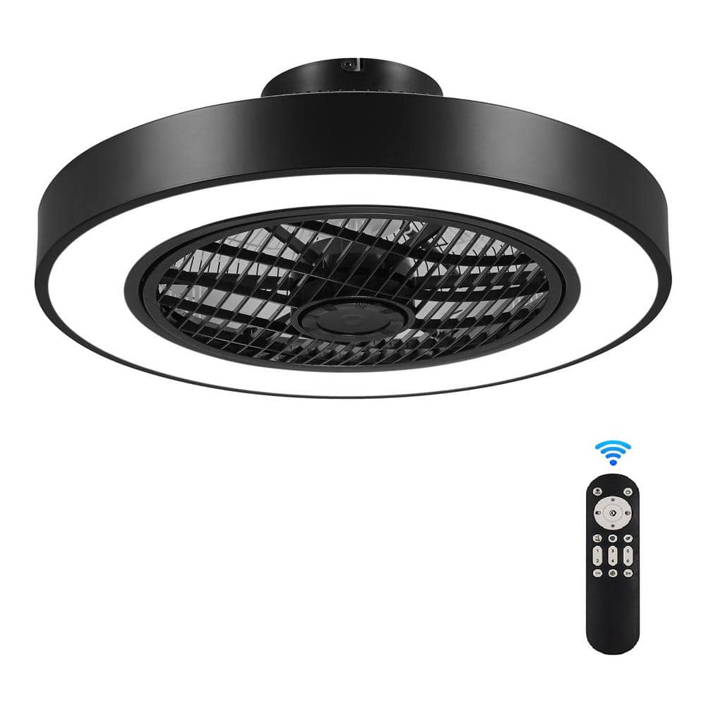 CIPACHO 20 in. LED Indoor Black Enclosed Bladeless Ceiling Fan