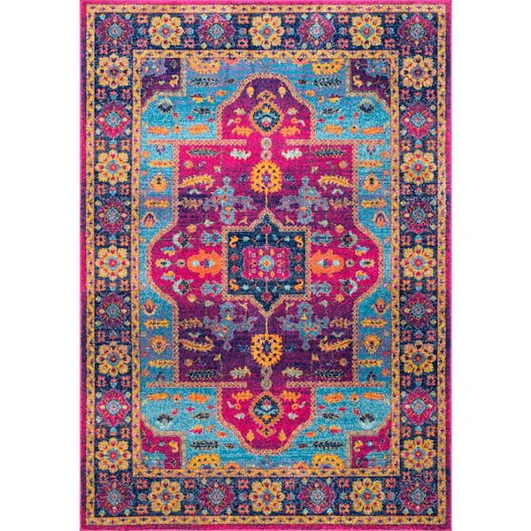 nuLOOM Tenesha Tribal Medallion Fuchsia 8 ft. x 10 ft. Area Rug