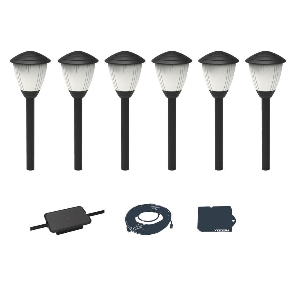 Hampton Bay Low Voltage Black Integrated LED Path Lights with Easy Clip Connectors (6-Pack)