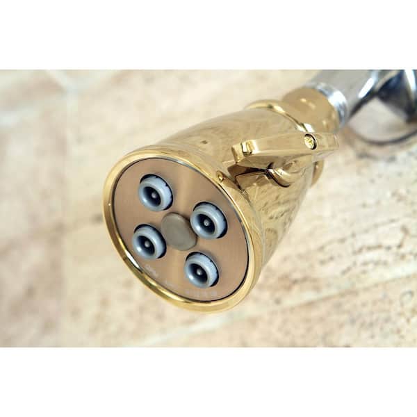 3-Spray 2.3 in. Single Wall Mount Fixed Shower Head in Polished Brass