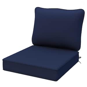 22 in. x 24 in. Outdoor Deep Seating Lounge Chair Cushion, Thicken Pad Chair Cushion Set in Navy Blue (1-Pack)