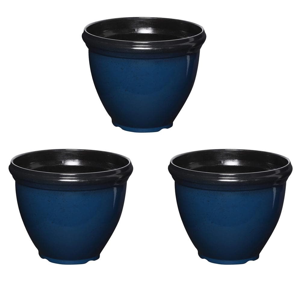 Heritage 12 in. L x 12 in. W x 9.61 in. H Monaco Blue Outdoor Resin Round Glossy Planter (3-Pack) price history on PriceWatchPro