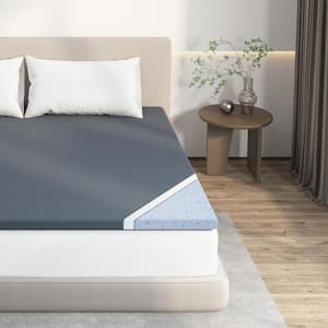 2 in. Queen Cooling Gel Memory Foam Pressure Relieving Cloud-Like Soft Gray Mattress Topper