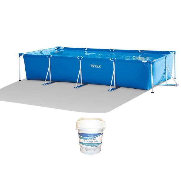 Intex 14.75 ft. x 7.3 ft. x 33 in. Frame Outdoor Above Ground Swimming Pool and Chlorine Tabs