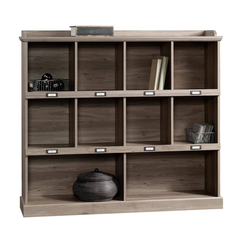 Barrister Lane 60'' Salt Oak Adjustable Cubby Bookcase with Metal Hardware