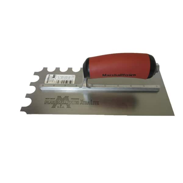 MARSHALLTOWN 11 in. x 3/4 in. x 9/16 in. U-Notch Flooring Trowel with Durasoft Handle