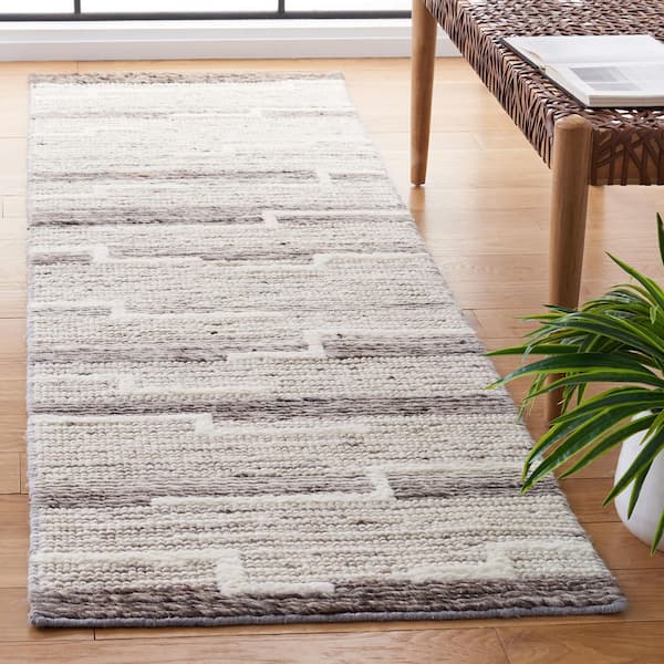 Casablanca 2 ft. x 8 ft. Ivory/Gray Geometric Striped Runner Rug