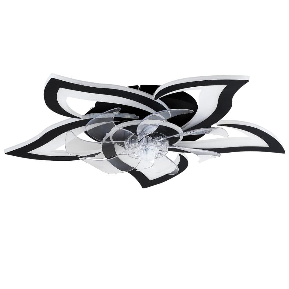 26 in. LED Indoor Black Low Profile Ceiling Fan with Remote Modern Dimmable Flower-Shaped Ceiling Lamp price history on PriceWatchPro