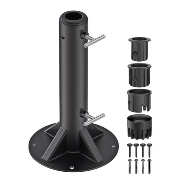 1 2 patio umbrella base MOEPISY 11.5 in. H x 2.1 in. Dia Black Steel Deck Mount Patio Umbrella Base  in Black, Steel Umbrella Base up to 2'' Poles 0DN6J1PLD