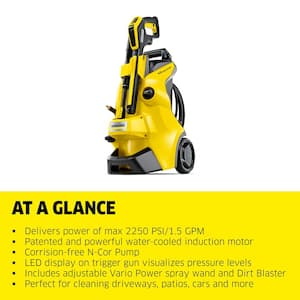 2250 Max PSI 1.5 GPM K 4 Power Control Cold Water Corded Electric Induction Pressure Washer Vario and DirtBlaster Wands