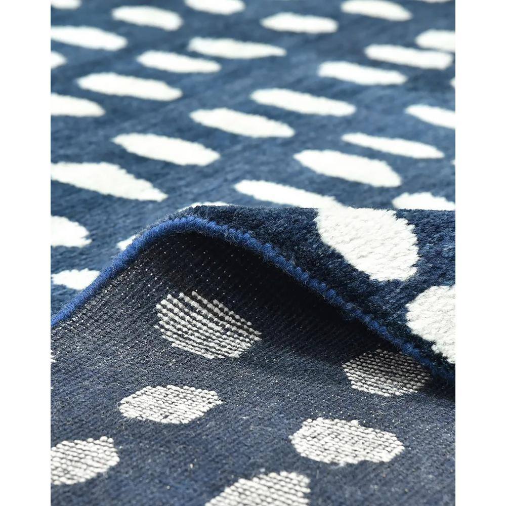 Hand-Knotted Navy Blue Wool Shag Area Rug 3' x 5'