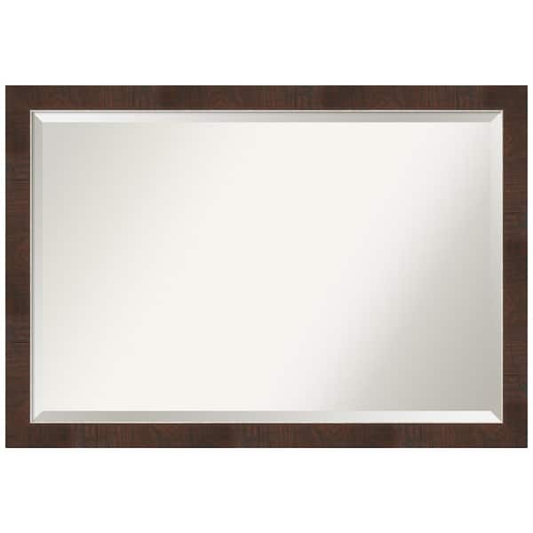 Amanti Art Wildwood Brown Narrow 39.25 in. H x 27.25 in. W Framed Wall Mirror