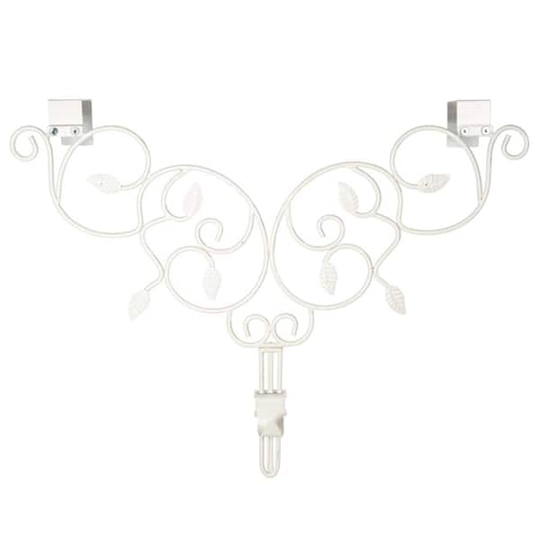 Village Lighting Company White Metal 12 in. Artificial - 19 in. Artificial Adjustable Wreath Hanger (Ivy Design)