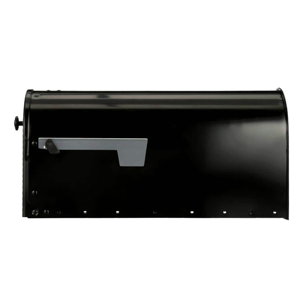 Edwards Large Black Galvanized Steel Post Mount Mailbox