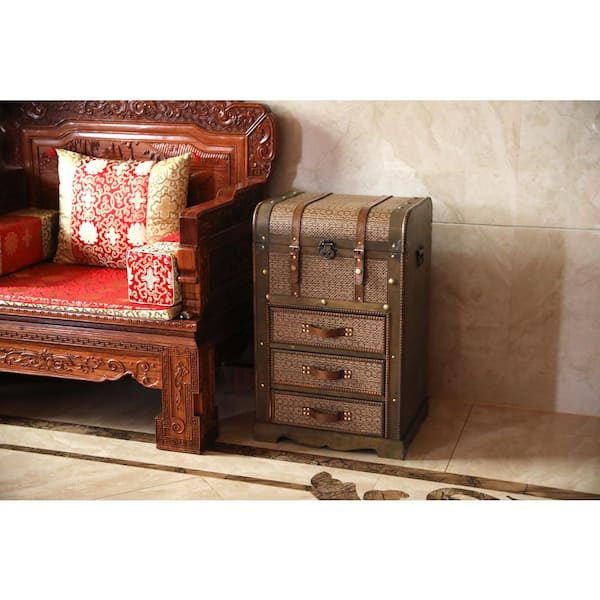 Vintiquewise Decorative Wooden Storage Chest with 3 Drawers