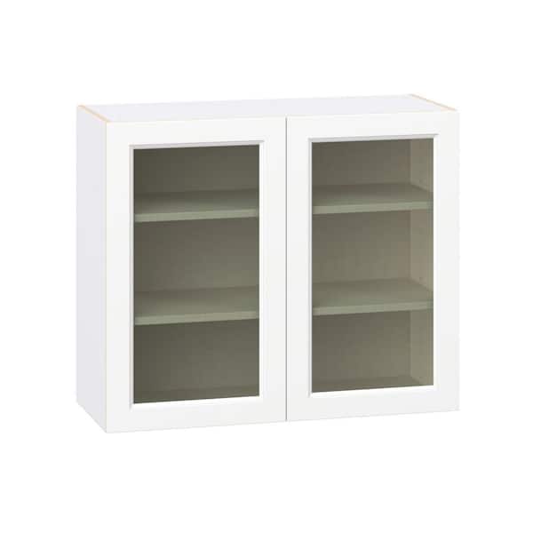 Laramie 36 in. W x 14 in. D x 30 in. H Assembled Glass Door Specialty Wall Kitchen Cabinet in Painted Bright White