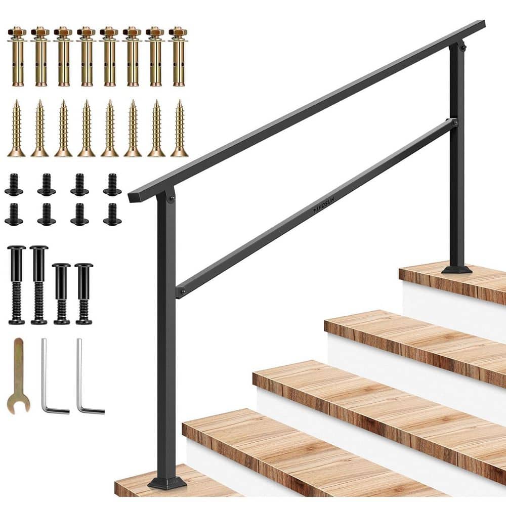 5 Step 36 in. H x 69 in. W Black Wrought Mattle Iron Stair Railing Kit price history on PriceWatchPro
