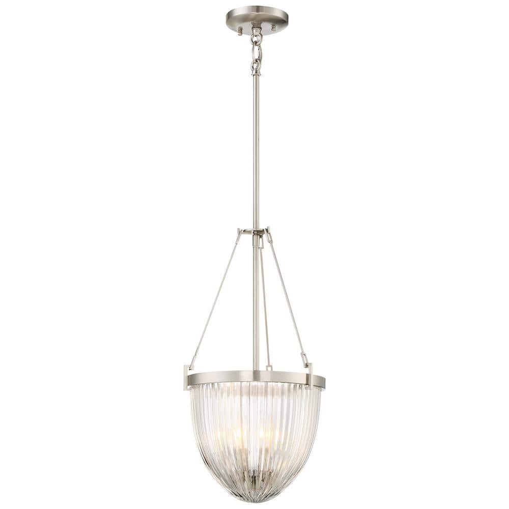 Brushed Nickel 3-Light Pendant with Clear Glass Shade