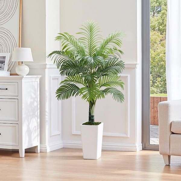 SKYSHALO Artificial Areca Palm Tree 5 ft., Artificial Palm Tree in Pot, Fake  Palm Tropical Plants with White Tall Planter RZRDZWSWK5FTDOZIW001V0-250808  - The Home Depot