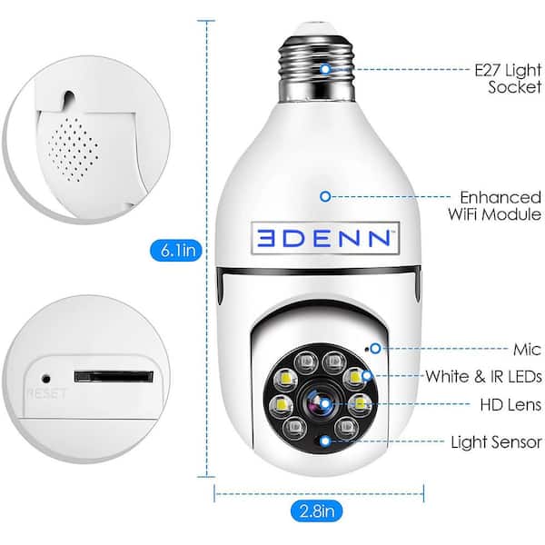 Wireless Light Bulb Indoor/Outdoor Dome WIFI Security Camera Single