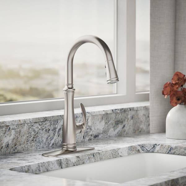Bellera Single-Handle Pull-Down Sprayer Kitchen Faucet with DockNetik and Sweep Spray in Vibrant Stainless