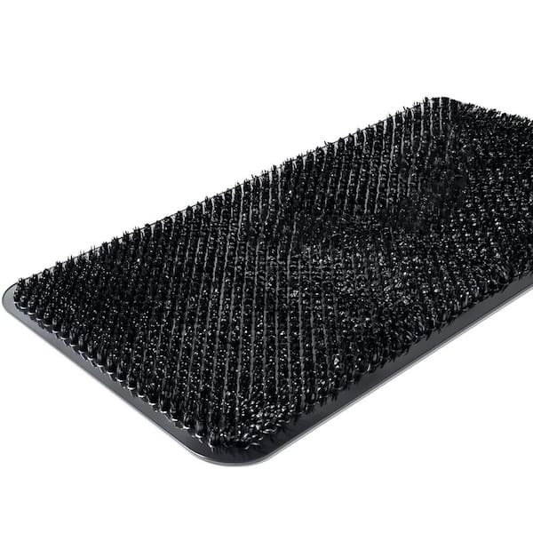 Bath Shower Foot Scrubber Mat with Anti-Slip Bristles and Massage Suction Cups for Feet 25.6 x 13.4 in. Black