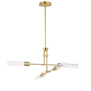 Equilibrium 4-Light Satin Brass LED Flush Mount Convertible Pendant Light