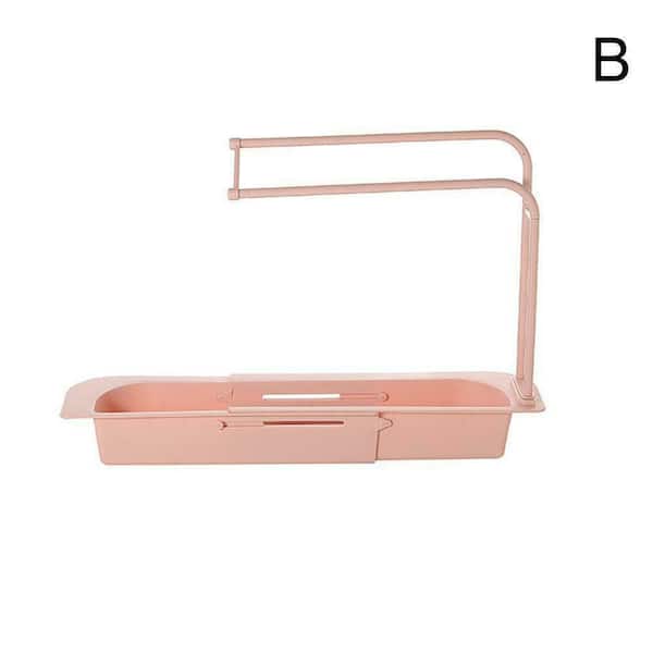Aoibox Modern Telescopic Sink Rack Holder Expandable Storage Drain Basket, Shelf, Sponge Basket for Kitchen, Pink