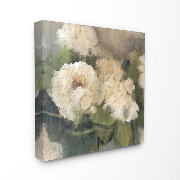 24 in. x 24 in. "Soft Textural White Summer Hydrangeas" by Kimberly Allen Canvas Wall Art