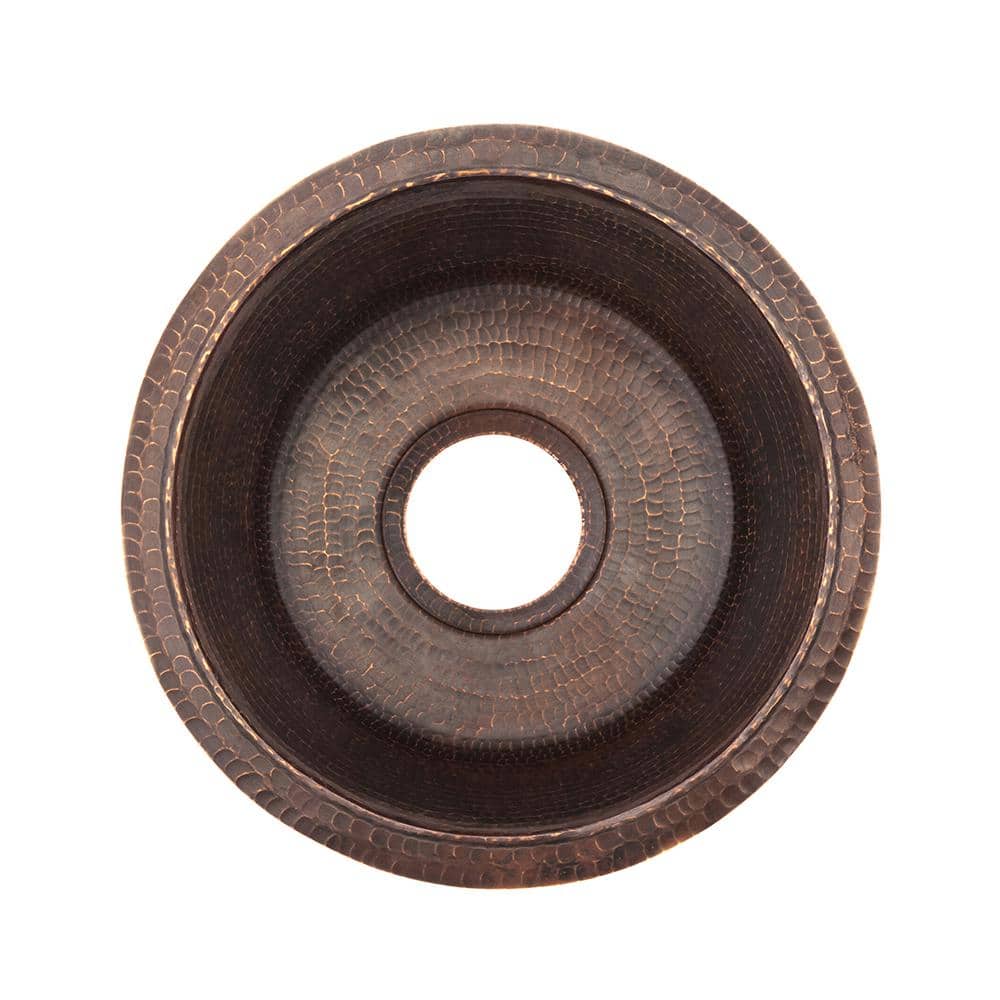 16" Round Hammered Copper Prep Sink with Oil Rubbed Bronze Finish