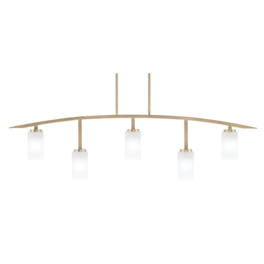 Siena 51.25 in. 5-Light New Age Brass Chandelier with 3.5 in. White Marble 