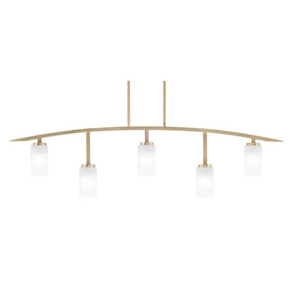Unbranded Siena 51.25 in. 5-Light New Age Brass Chandelier with 3.5 in. White Marble Glass Shades, no bulbs included