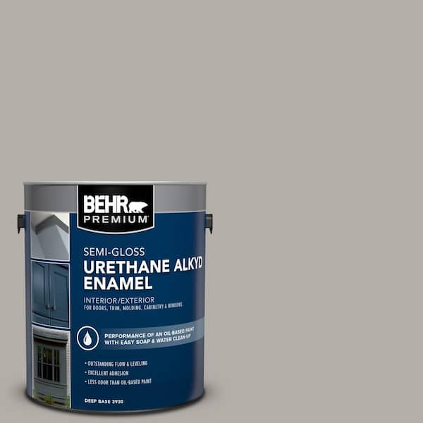 BEHR PREMIUM 1 gal. #T17-09 Laid Back Gray Urethane Alkyd Semi-Gloss Enamel Interior/Exterior Paint