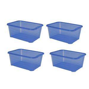 5.5 Qt. Rectangle Plastic Protective Storage Tote in Blue (4-Pack)