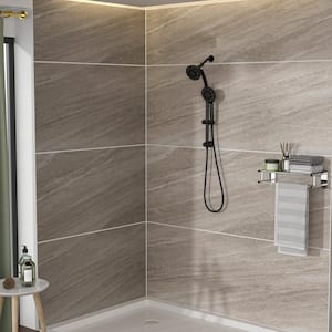 7-Spray 4.7 in. Wall Mounted Dual Fixed and Handheld Shower Head 1.8 GPM with Adjustable Slide Bar in Matte Black
