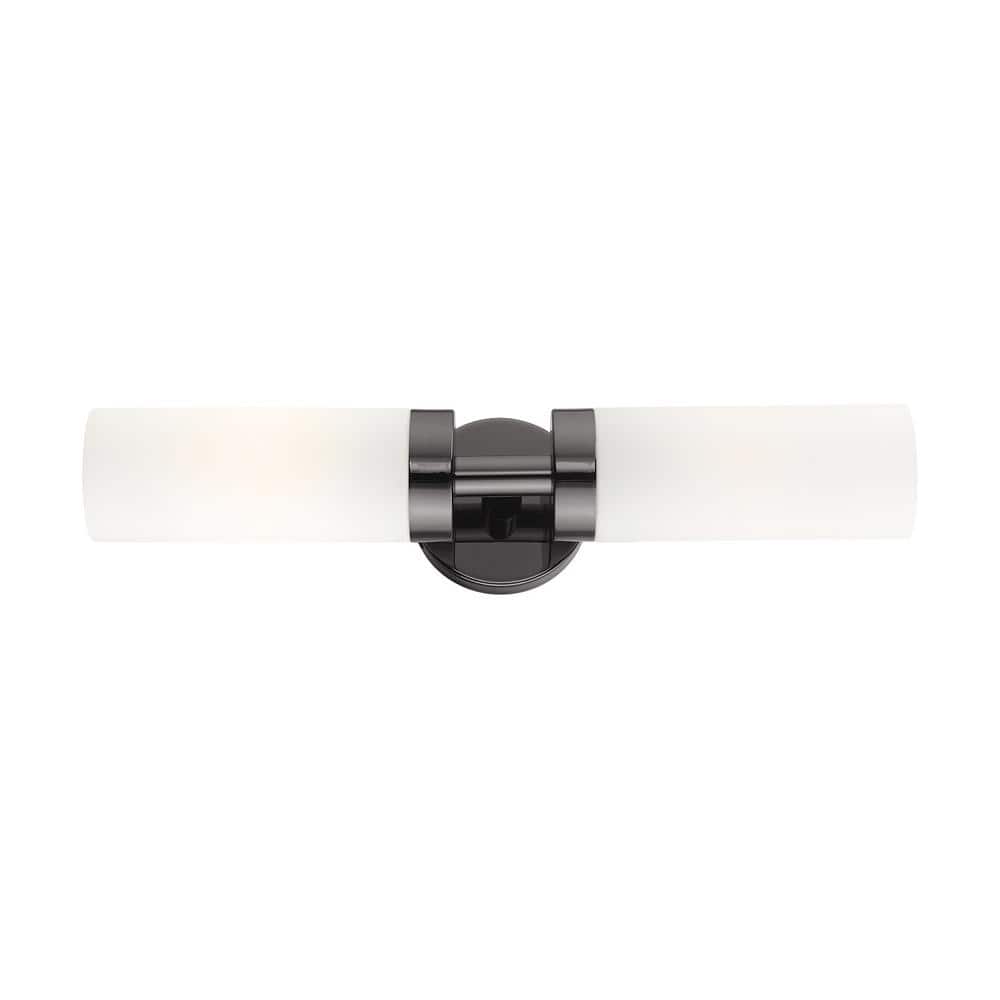 Black Chrome Dual-Light Outdoor Sconce with Satin Opal White Glass