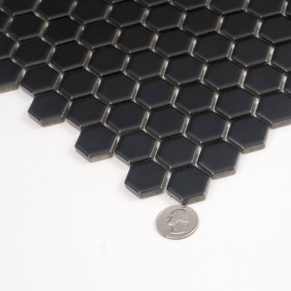 Black Matte Hexagon Porcelain Mosaic Tile for Kitchen and Bathroom