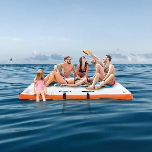 Inflatable Floating Dock 10 ft. x 8 ft. Inflatable Dock Platform Non-Slip Water Floating Dock Mat