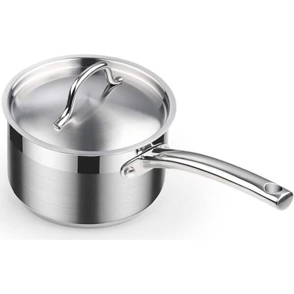 2 Qt. Professional 18/10 Stainless Steel Saucepan with Lid, Compatible with All Stovetops