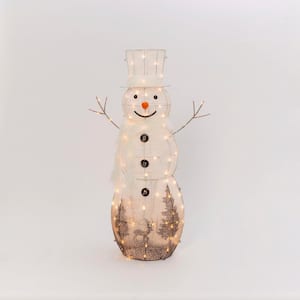 48 in. Tall, Electric-Operated, LED Lighted White Snowman with Scarf and Top Hat