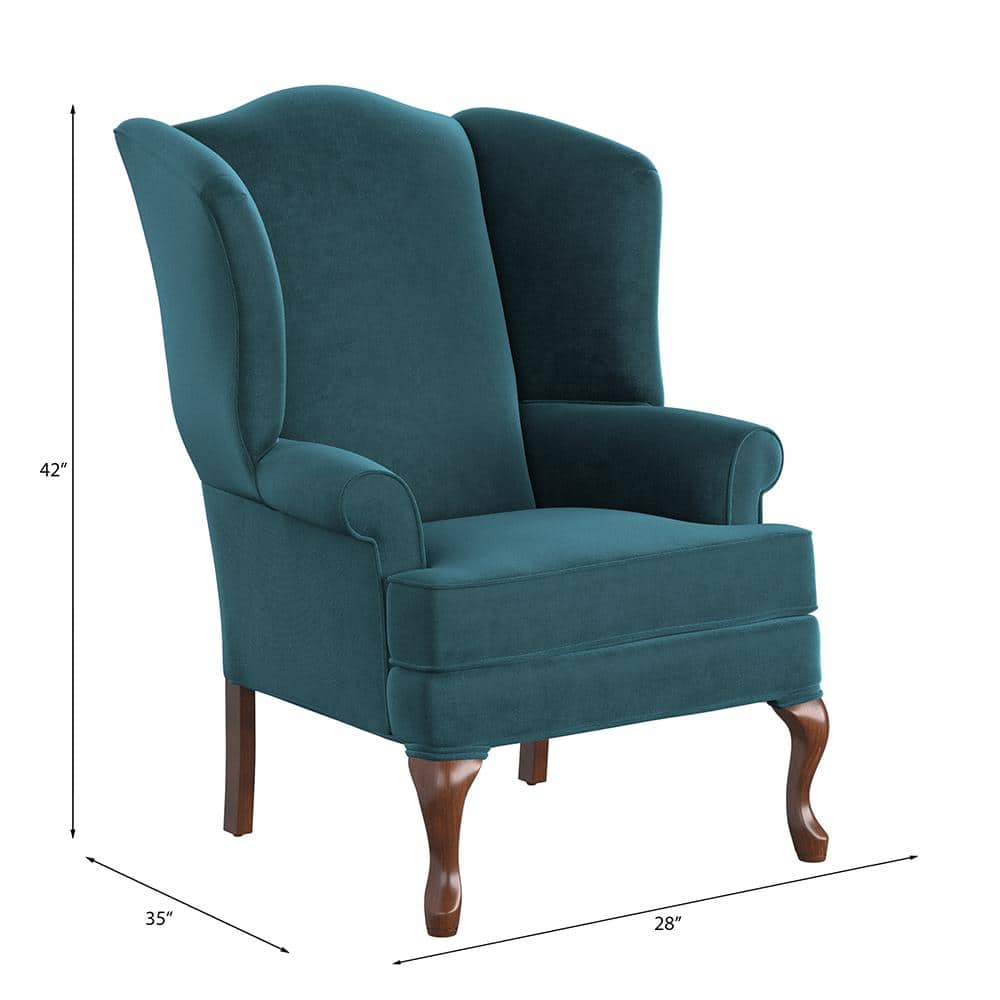 Elizabeth Ocean Blue Velvet-Feel Microfiber Wingback Chair