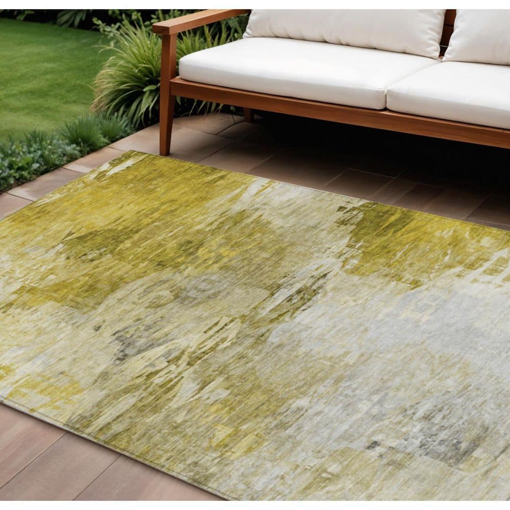 Gold, Beige, Wheat 8 ft. x 10 ft.  Woven Abstract Polyester Rectangle Indoor / Outdoor Area Rug price history on PriceWatchPro