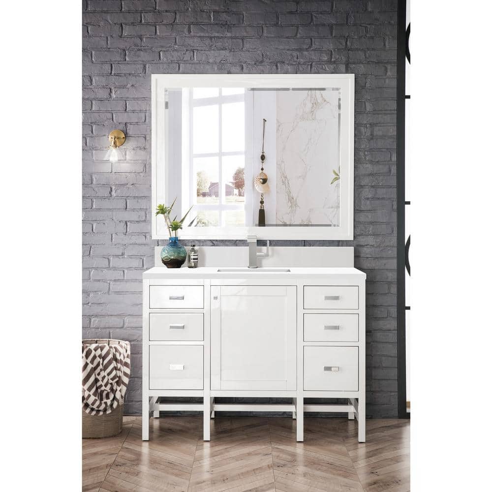 Addison 48.0 in. W x 23.5 in. D x 35.5 in. H Single Bathroom Vanity in Glossy White with White Zeus Quartz Top price history on PriceWatchPro