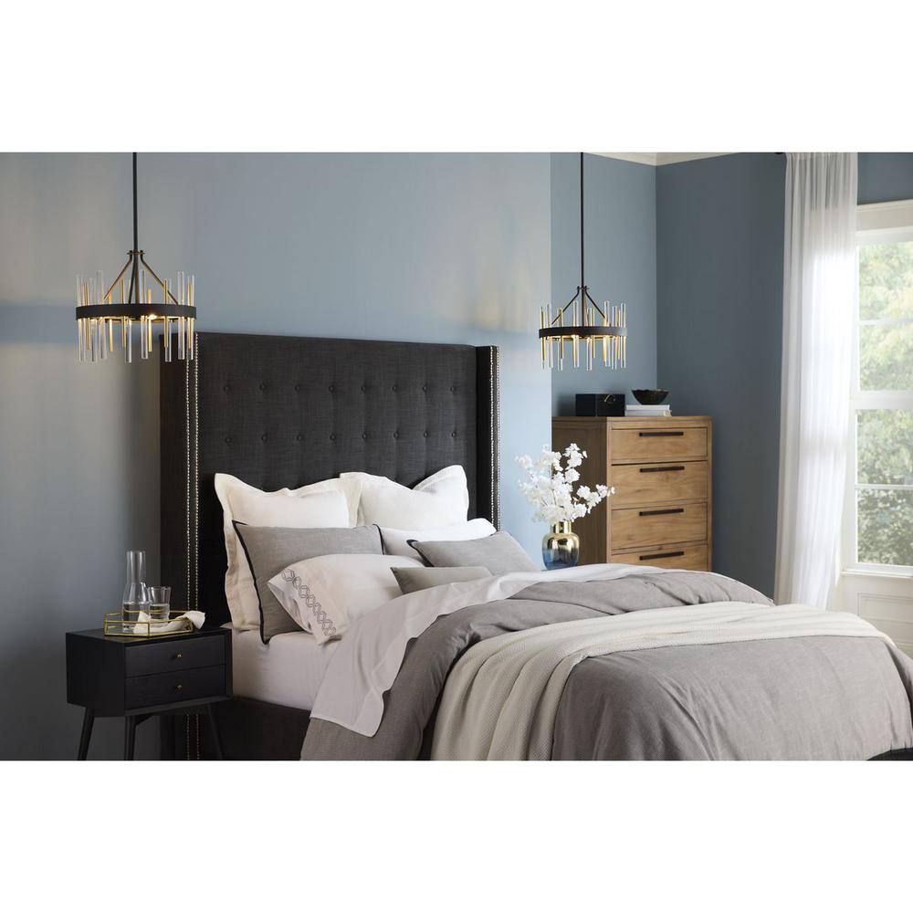Orrizo 16" Black and Gold Semi-Flush Mount Light