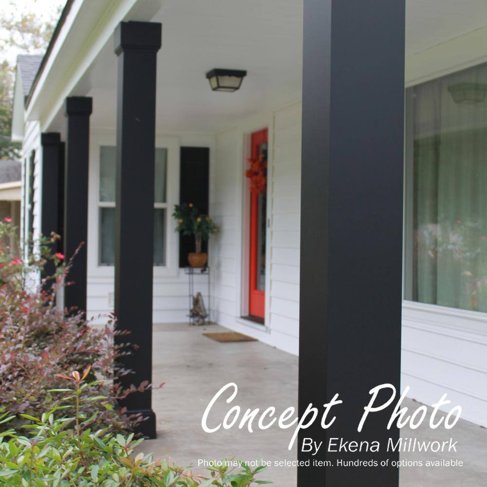 9' Gloss White Powder Coat Aluminum Square Column with Capital & Base